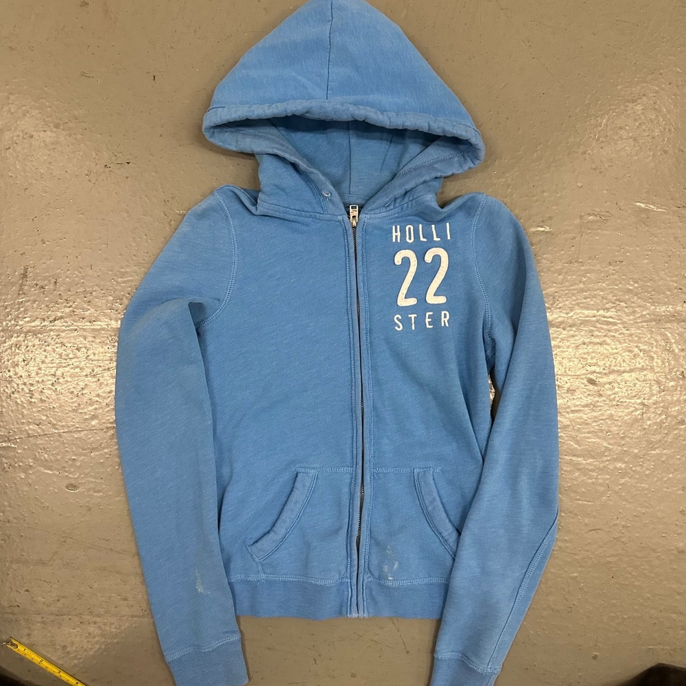 Hollister Womens Full Zip Hoodie XS Blue Preowned Stains Flaws